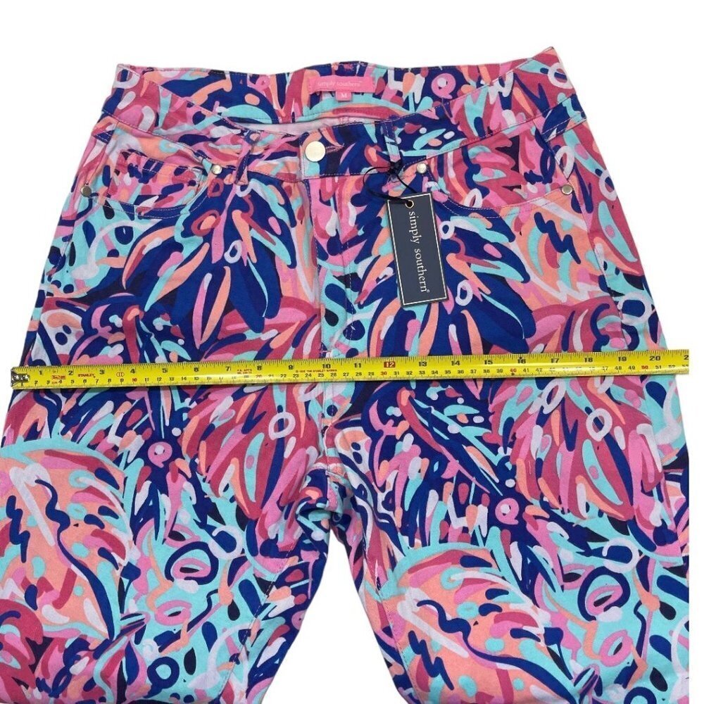SIMPLY SOUTHERN‎ Flashy Hi-Rise Cropped Pants Medium "Rainforest" Multicolor NWT - Picture 13 of 16